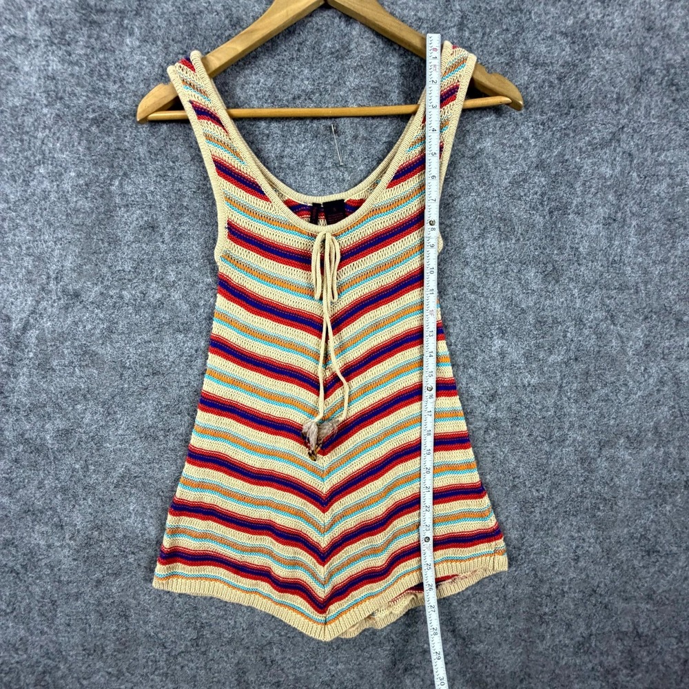 Heart N Crush Tank Sweater Women Small Retro 60s 70s Vibes Feather Knit Festival - Picture 4 of 6